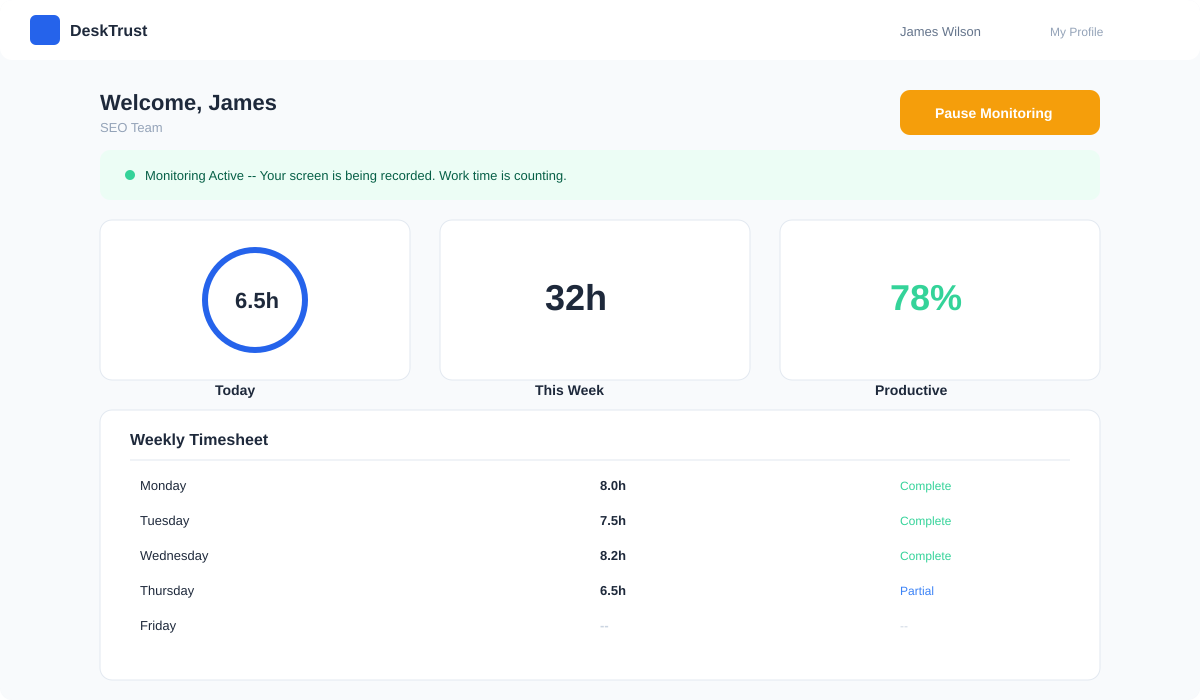 Employee self-service portal — transparent view of what's tracked