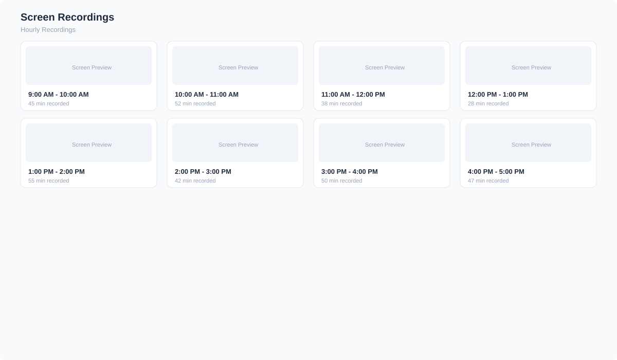 Screen recording playback — review the full workday as video